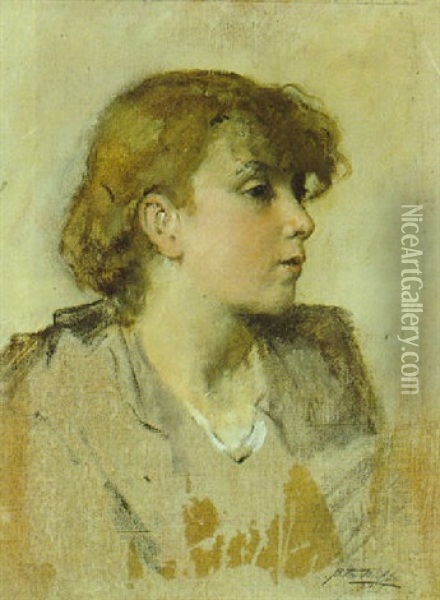 Madchenportrait Oil Painting - August Xaver Carl von Pettenkofen