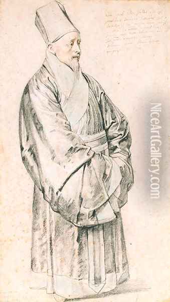Portrait of Nicolas Trigault S.J. in Chinese costume Oil Painting - Peter Paul Rubens