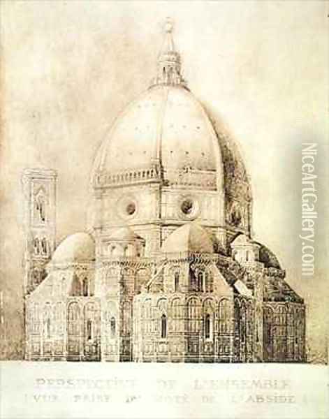 Florence Cathedral from the East from Fragments dArchitecture du Moyen Age et de la Renaissance Oil Painting - Duquesne, Eugene