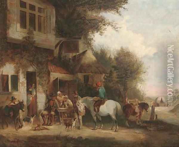 Refreshments outside the Crown Oil Painting - William Joseph Shayer
