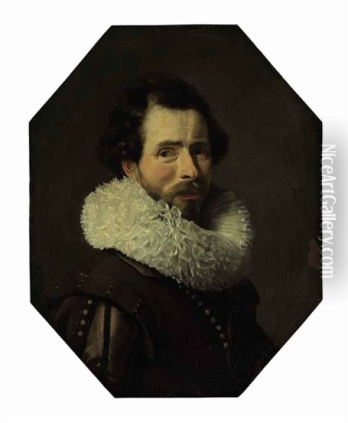 Portrait Of A Gentleman In A Brown Doublet And Ruff Oil Painting - Thomas De Keyser