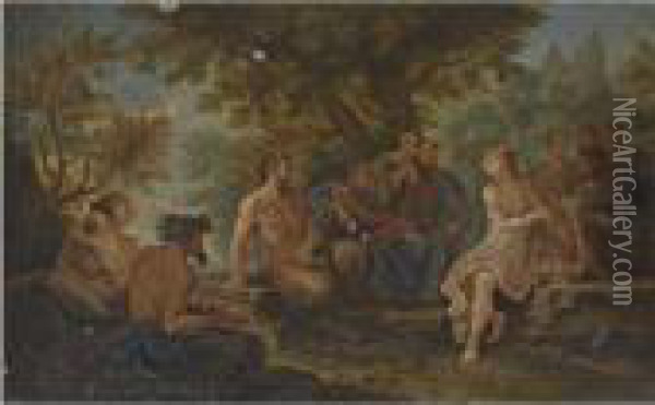 Apollo And Marsyas Oil Painting - Cirlce Of Filippo Lauri