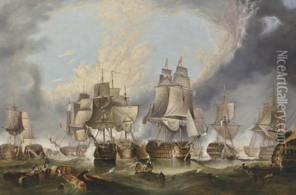 The Battle Of Trafalgar Oil Painting - George Clarkson Stanfield