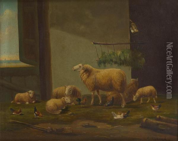 Interieur De Bergerie Oil Painting - Lucien Gerard