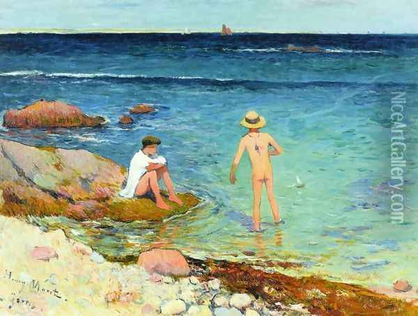 Bathers at Gavres Oil Painting - Henri Moret
