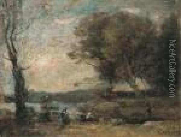 Souvenir Des Marais De Fampoux Oil Painting - Jean-Baptiste-Camille Corot