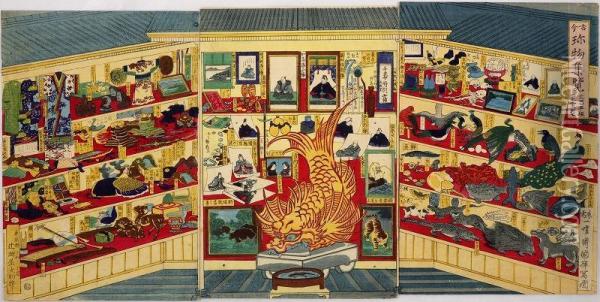 Kokinchinbutsu Shuran, Exhibition Of Valuables Oil Painting - Kuniteru