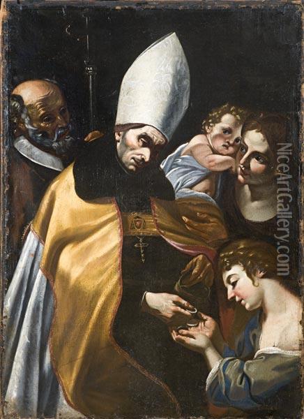 L'elemosina Di San Tommaso Da Villanova Oil Painting - Giacinto Brandi