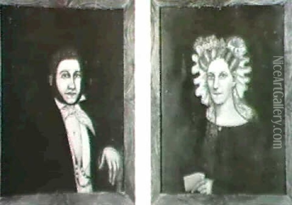 Portraits Of Mr. & Mrs. Hendershot (2) Oil Painting - Noah North
