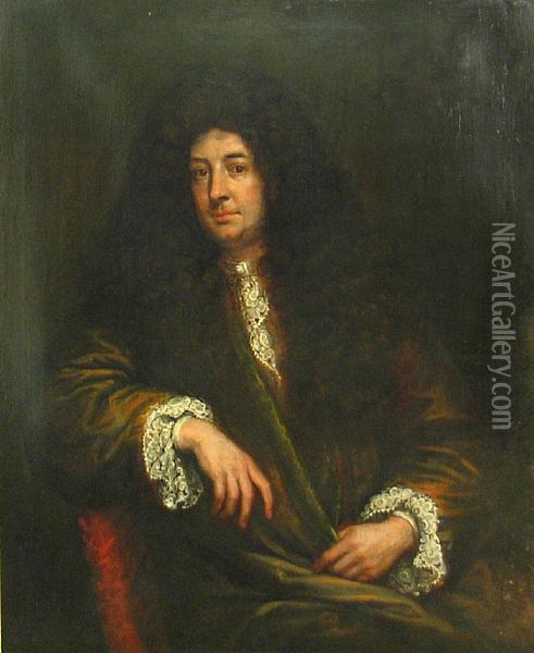 A Portrait Of A Gentleman Oil Painting - Sir Godfrey Kneller