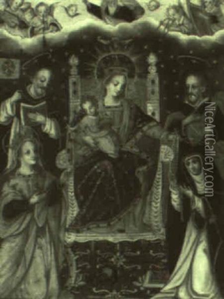 Virgin And Infant Among Saints Oil Painting - Bernardo Bitti