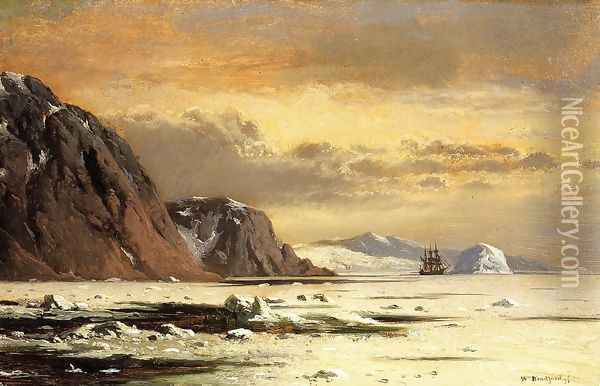 Seascape with Icebergs Oil Painting - William Bradford