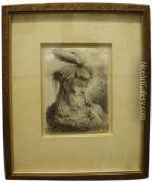 Figura Di Vecchio Barbuto Con Turbante Con Piume Oil Painting - Giovanni Benedetto Castiglione