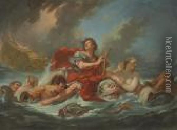 Arion Carried By A Dolphin Oil Painting - Francois Boucher