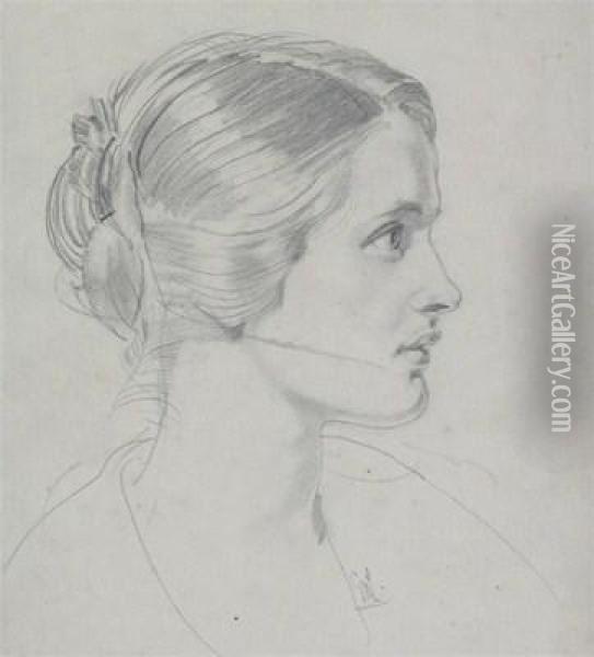 Study Of A Woman In Profile Oil Painting - George Lambert