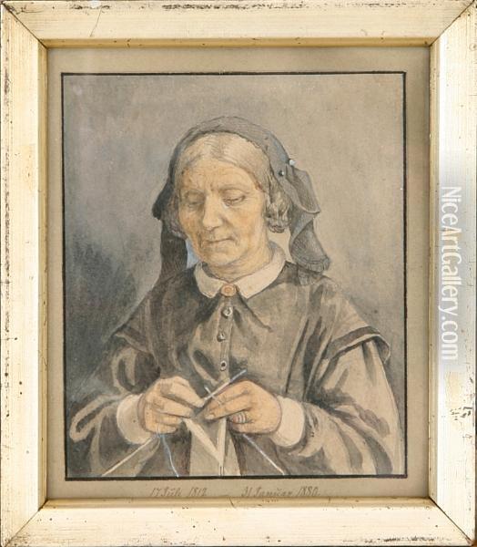 Portrait Of Juliane Emilie Kobke Oil Painting - Pietro Krohn
