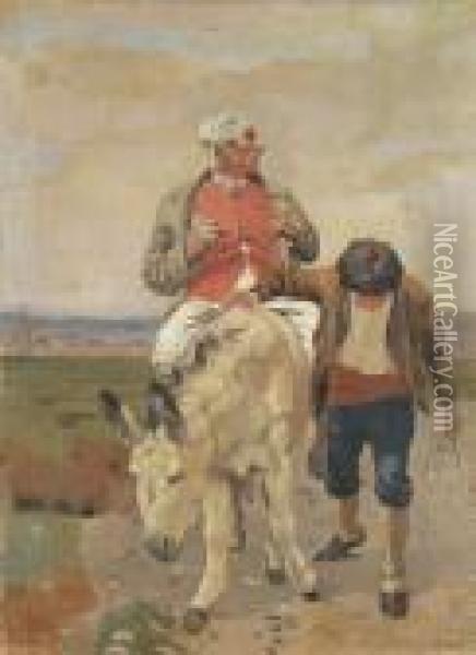 Muller, Sohn Und Esel Oil Painting - Ferdinand Hodler