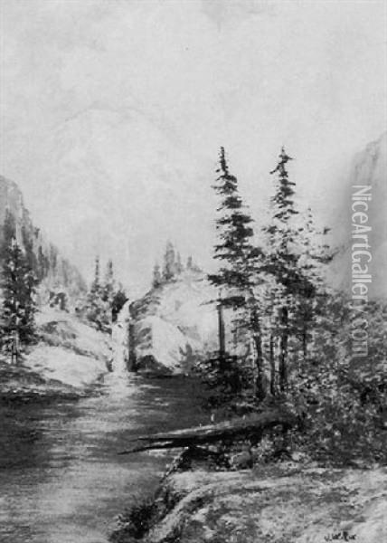 A Mountainous Landscape With Waterfall Oil Painting - Julian Walbridge Rix