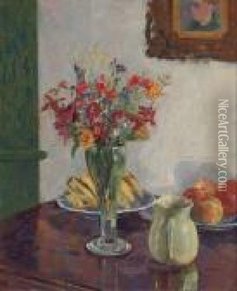 Flowers And Fruit Oil Painting - James Bolivar Manson