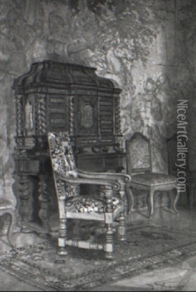 The Master's Chair Oil Painting - Johann Hamza