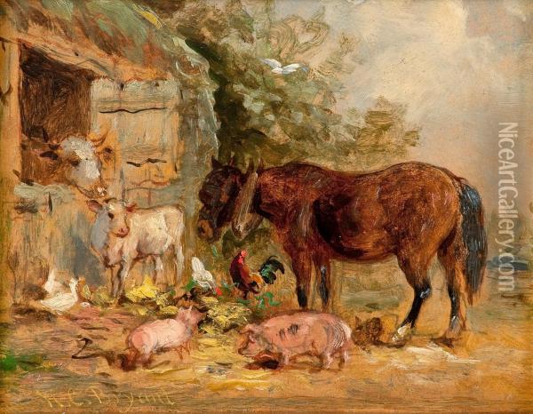 Farm Animals Oil Painting - Henry Charles Bryant