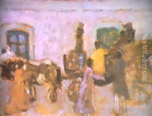 Subiendo Al Coche Oil Painting - Pedro Figari