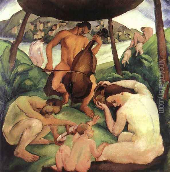 Koncert, 1922 Oil Painting - Gyula Derkovits