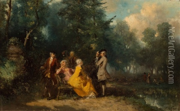 A Company Taking A Repose Oil Painting - Herman Frederik Carel ten Kate