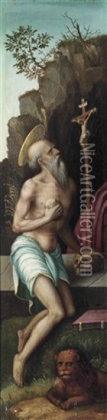 Saint Jerome In The Wilderness Oil Painting - Luis de Morales