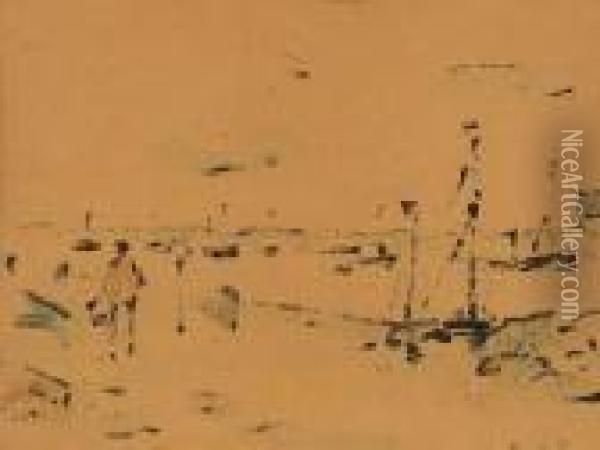 Boats In The Harbor Oil Painting - Abel Bertram