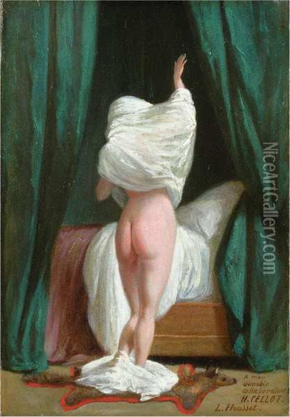 Junge Frau Beim Zu Bett Gehen Oil Painting - Louis Houssot