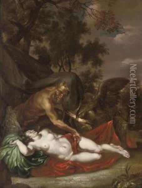 Antiope Surprised By Jupiter Oil Painting - Adriaen Van Der Kabel