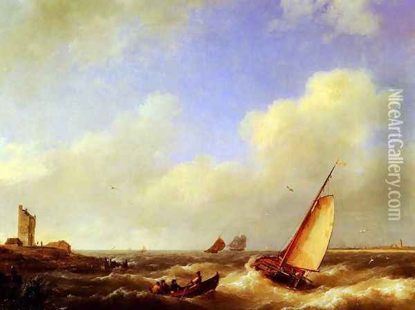 The Scheldt River at Flessinghe Oil Painting - Hermanus Jr. Koekkoek