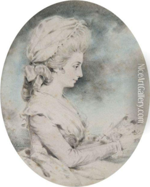 Portrait De Madame Fortescue De Profil Vers La Droite Oil Painting - John Downman