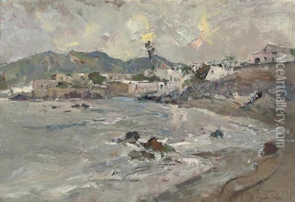 A Village On The Amalfi Coast Oil Painting - Giuseppe Casciaro