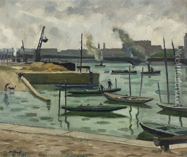 Im Hafen Von St-nazaire Oil Painting - Louis Robert Antral
