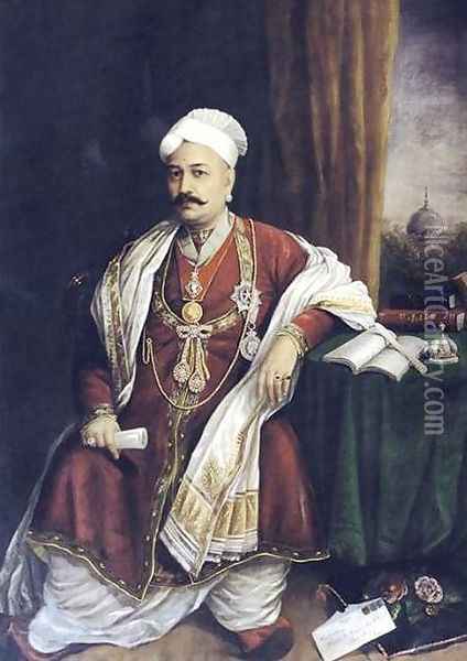 Sir T. Madhava Rao Oil Painting - Raja Ravi Varma