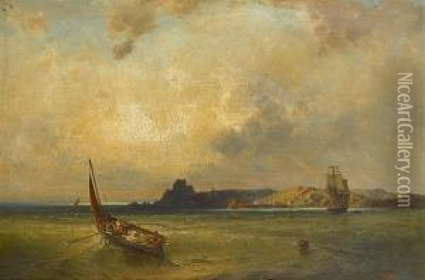 The Mount Orgueil On The Isle Of Jersey From The Sea Side Oil Painting - Hermann Eschke