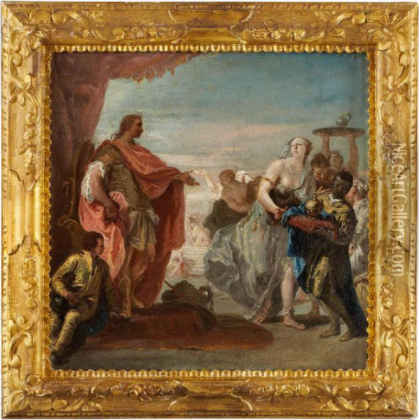 Antik Figurscen Oil Painting - Giovanni Battista Tiepolo