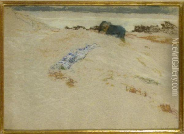 Boy Playing In Sand Dunes Oil Painting - Jean-Edouard Vuillard