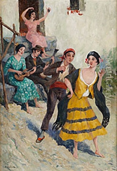 Flamenco Dansare Oil Painting - Allan Erik August Oesterlind