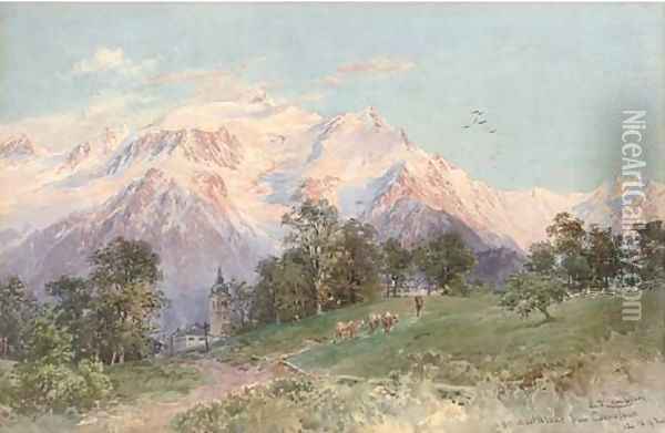 Mont Blanc from Combloux Oil Painting - Edward Theodore Compton