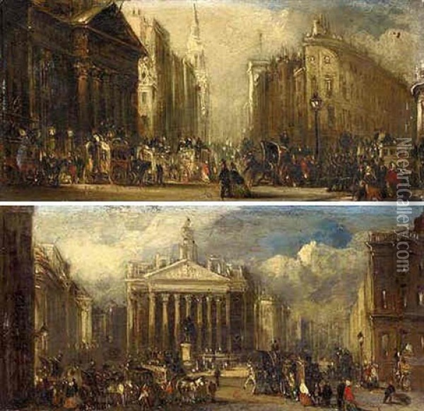 View Of The Mansion House, London Oil Painting - Sir George Chambers