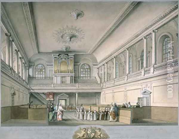 The Foundling Hospital Chapel looking West, 1773 Oil Painting - John Sanders