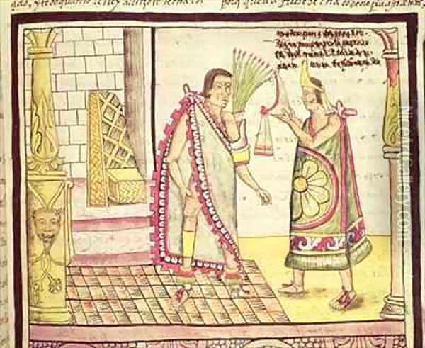 Fol 152v The Crowning of Montezuma II the Last Mexican Emperor in 1502 Oil Painting - Diego Duran