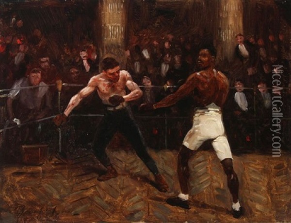 The Boxing Match Oil Painting - George Benjamin Luks