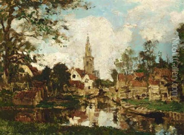A View Of Edam Oil Painting - Johan Hendrik van Mastenbroek