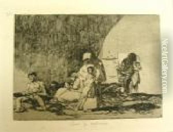 Sanos Y Enfermos, From Los Desastres De La Guerra Oil Painting - Francisco De Goya y Lucientes
