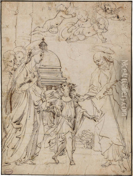 The Presentation In The Temple Oil Painting - Giovanni Baglione