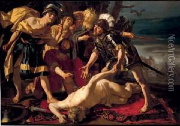 Achilles Preparing To Avenge The Death Of Patroclus Oil Painting - Dirck Van Baburen